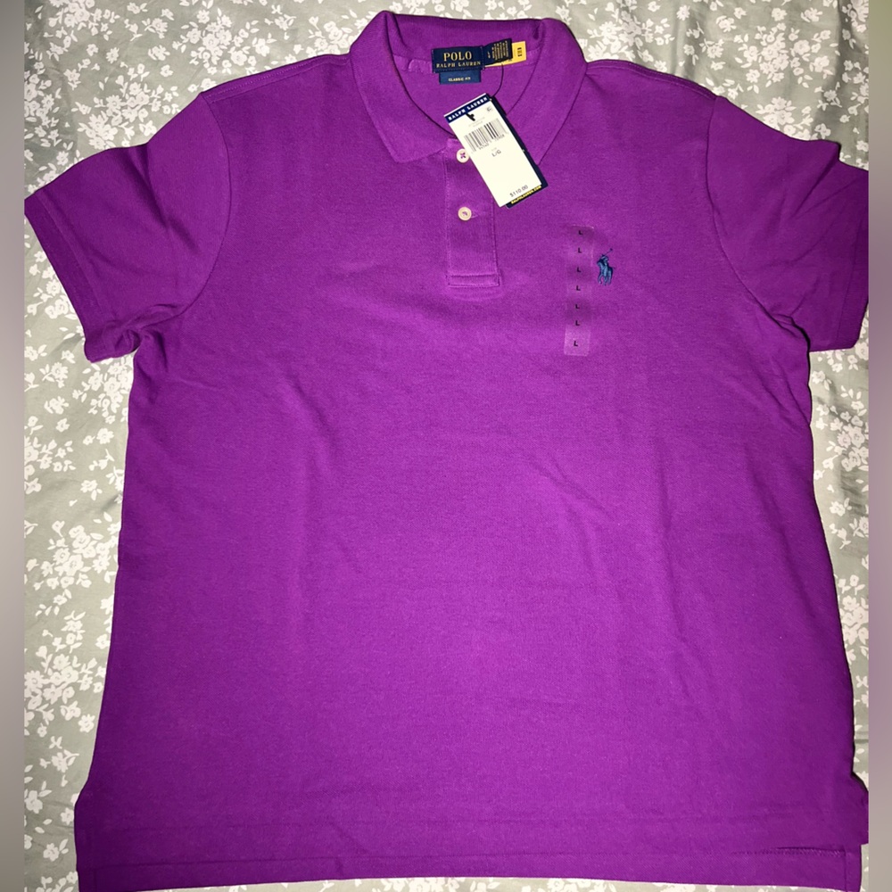 Ralph Lauren Fitted Purple Polo Short Sleeve Tee